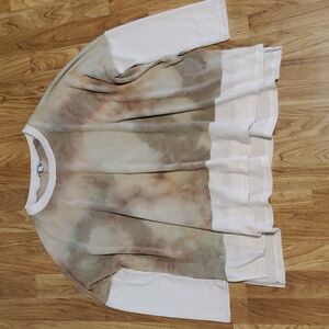 White Birch Womens Oversized Tie Dye Soft Sweater with Waffle Weave Trim Size XL